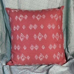 16X16 Metaphor Pink and White Throw Pillow